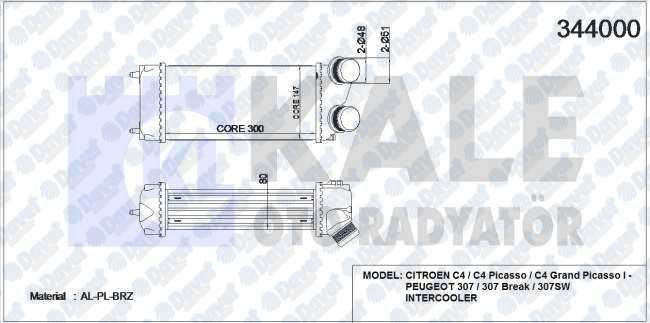 MGA-87113 Turbo Radyatoru Intercooler Peugeot 307 Citroen C4 1.6 Hdi